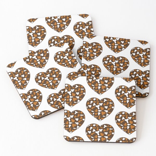 Item preview, Big Caramel White Cow Patches on Brown Cowhide | Continues Brown Cow Heart designed and sold by PatternPen.