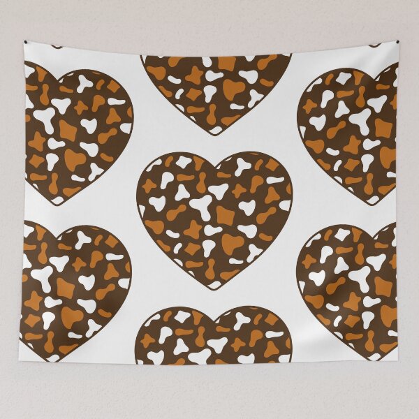 Item preview, Big Caramel White Cow Patches on Brown Cowhide | Continues Brown Cow Heart designed and sold by PatternPen.