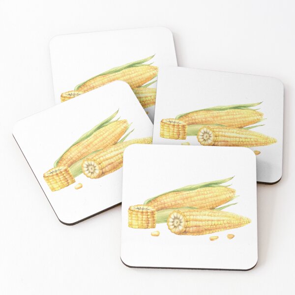 Item preview, Corn composition. Yellow sweet cut and whole maize cob, kernel of corn. Watercolor food illustration designed and sold by BartolArt.