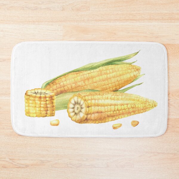 Item preview, Corn composition. Yellow sweet cut and whole maize cob, kernel of corn. Watercolor food illustration designed and sold by BartolArt.