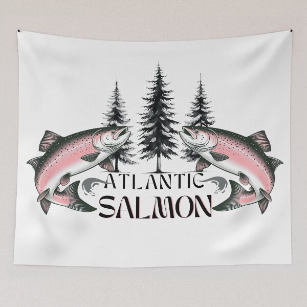 Item preview, Atlantic salmon watercolour illustration designed and sold by whee25.