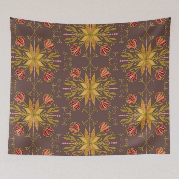 Item preview, Vintage Retro Tulip Tile in Warm Jewel Tones. designed and sold by SalsySafrano.