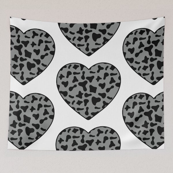 Item preview, Big Black Cow Patches on Grey Cowhide | Continues Grey Cow Heart designed and sold by PatternPen.