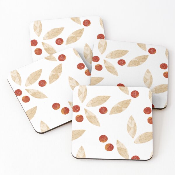 Item preview, Beige watercolor bay leaves and orange berries botanical illustration on white background designed and sold by helga-wigandt.