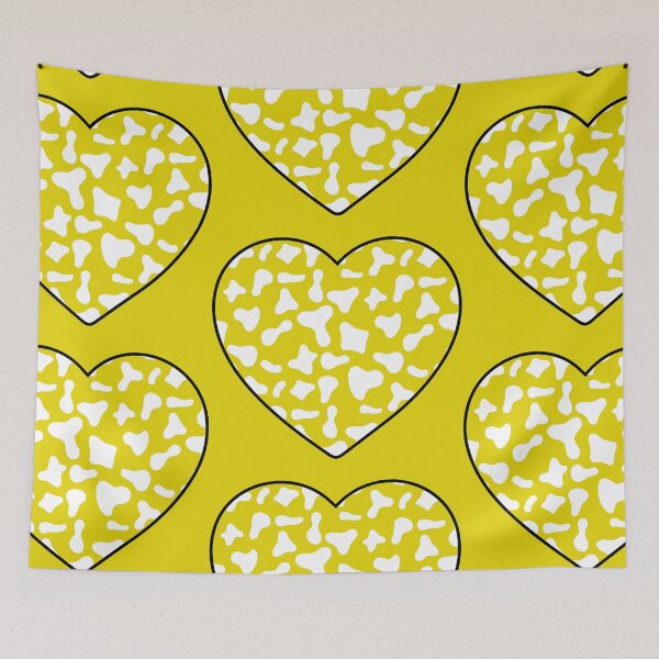 Item preview, Big White Cow Patches on Yellow Cowhide | Continues Yellow Cow Heart designed and sold by PatternPen.