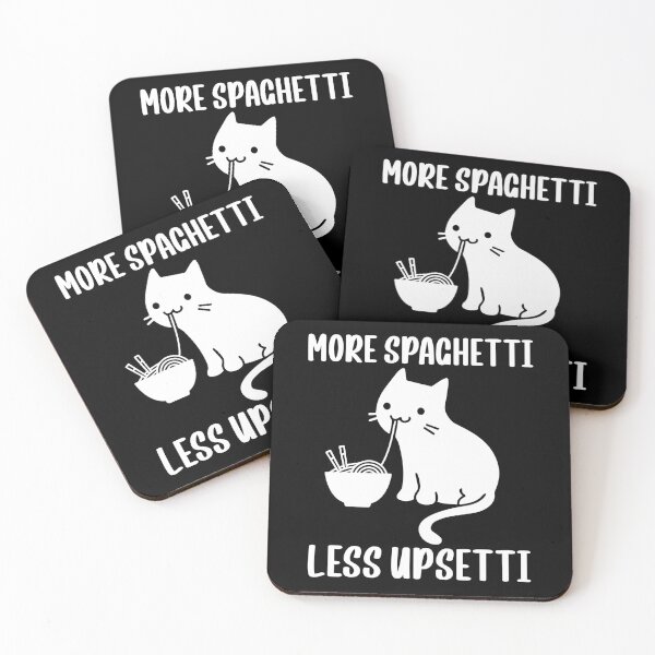 Item preview, More Spaghetti Less Upsetti Funny foodie cat meme designed and sold by teeshop87.