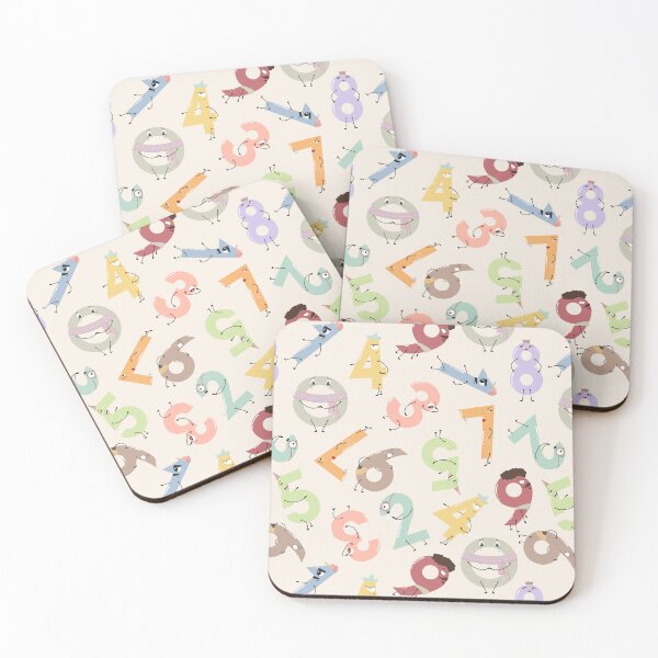 Item preview, pattern of numbers as unique characters in pastel colors designed and sold by WonderworkLI.