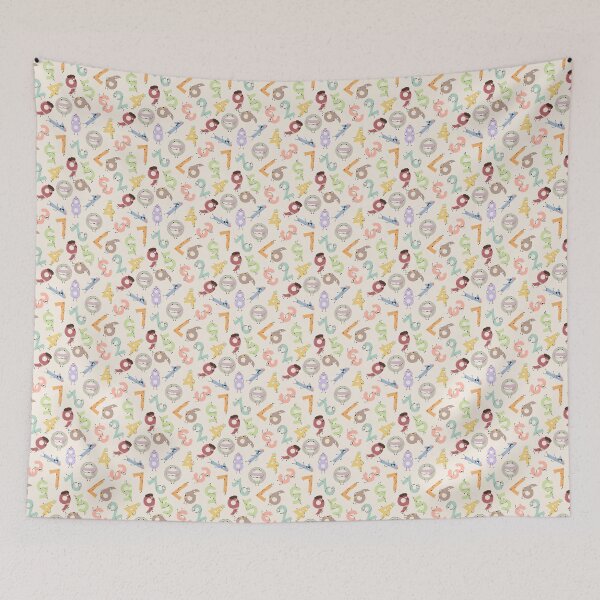 Item preview, pattern of numbers as unique characters in pastel colors designed and sold by WonderworkLI.