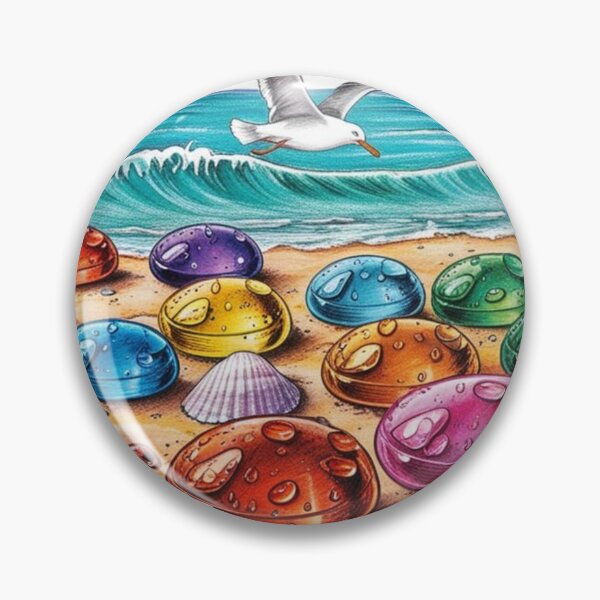 Artikelvorschau, 6 bunte halbtransparente Steine am Strand - Sonne, Meer, Sand, Möwen und Muscheln entworfen und verkauft von AlinaSCorner.