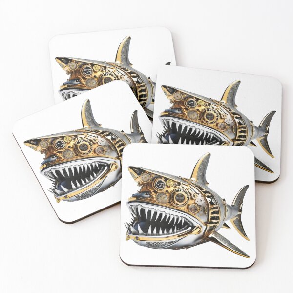 Item preview, Steampunk Retro style Shark designed and sold by Drone-tees.