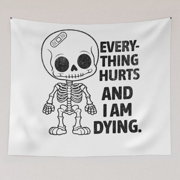 Item preview, Retro Funny Everything Hurts and I Am Dying Existential Dread Skeleton  designed and sold by zptees.