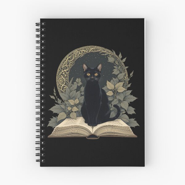 Item preview, Black Cat on a Book Under Moon designed and sold by FieldScent.
