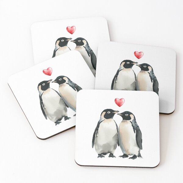 Item preview, Penguins Watercolour - Loving Penguin Pair designed and sold by PandaKunst.