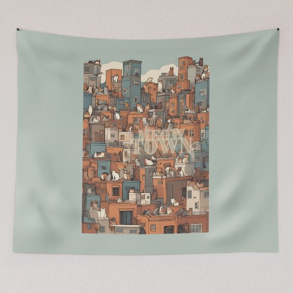 Item preview, Meow Town, Meow, Cat City, Cat,  designed and sold by GOLDENGARDENART.