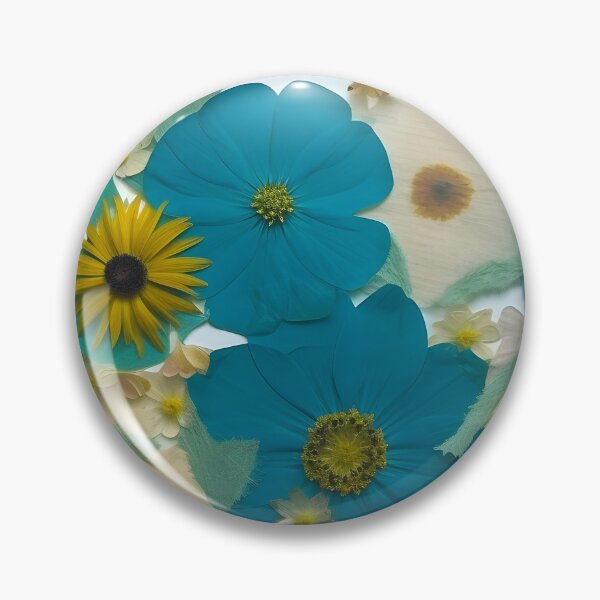 Item preview, Teal turquoise pressed floral collage designed and sold by EmeraldeaArt.