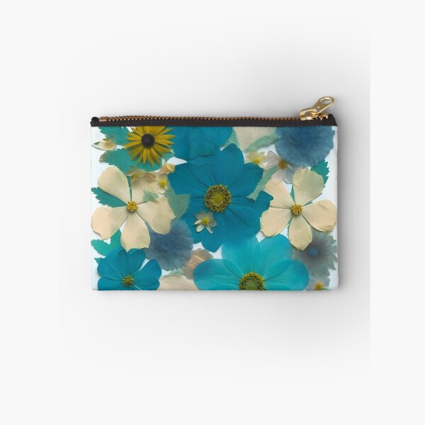 Item preview, Teal turquoise pressed floral collage designed and sold by EmeraldeaArt.