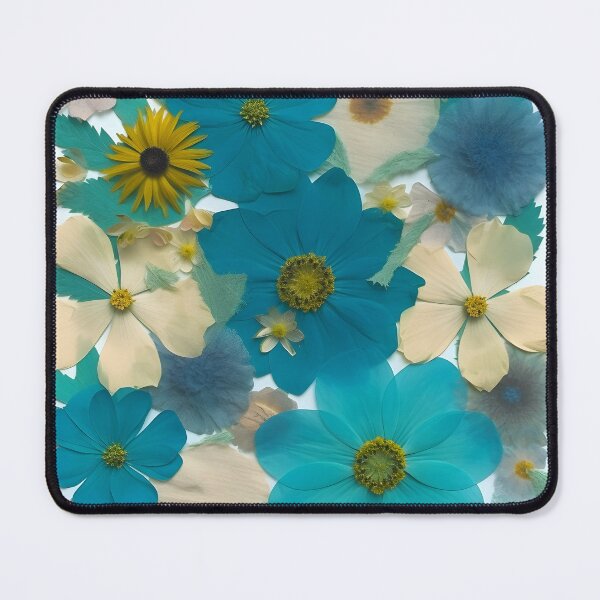 Item preview, Teal turquoise pressed floral collage designed and sold by EmeraldeaArt.