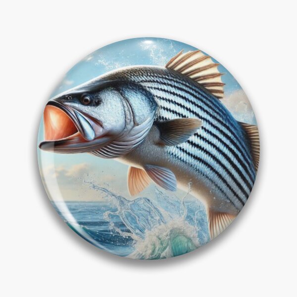Artikelvorschau, Gestreifter Bass springt aus dem Wasser entworfen und verkauft von BackgroundND.