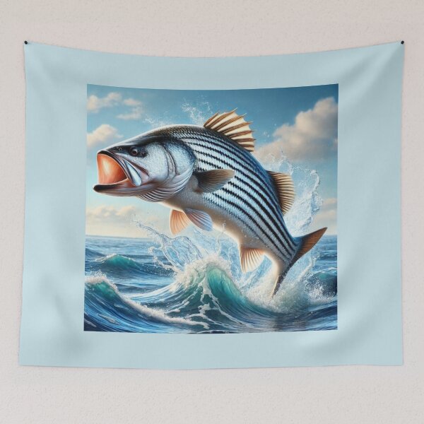 Item preview, Striped Bass Jumping Out of the Water designed and sold by BackgroundND.