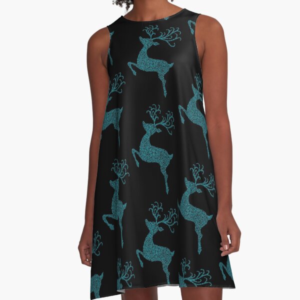 Item preview, Blue Swirly Christmas Reindeer Silhouette  designed and sold by Deborah Camp.