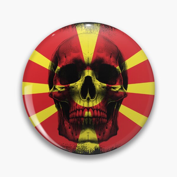 Item preview, NORTH MACEDONIA SKULL FLAG NATION RAREART COUNTRY HALLOWEEN #ogirdor designed and sold by ogirdorgraphics.