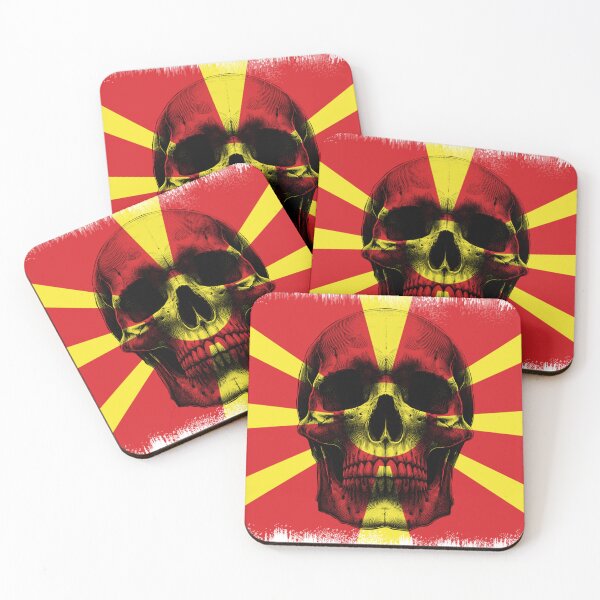 Item preview, NORTH MACEDONIA SKULL FLAG NATION RAREART COUNTRY HALLOWEEN #ogirdor designed and sold by ogirdorgraphics.