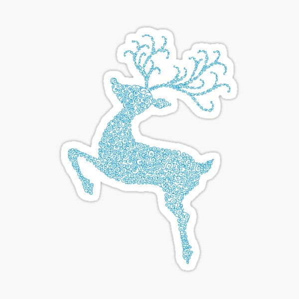 Item preview, Blue Swirly Christmas Reindeer Silhouette  designed and sold by Deborah Camp.