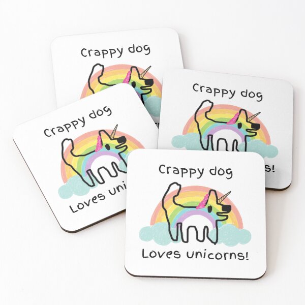 Item preview, Crappy dog loves unicorns! (and all fantasy creatures) designed and sold by TheRubberOnion.