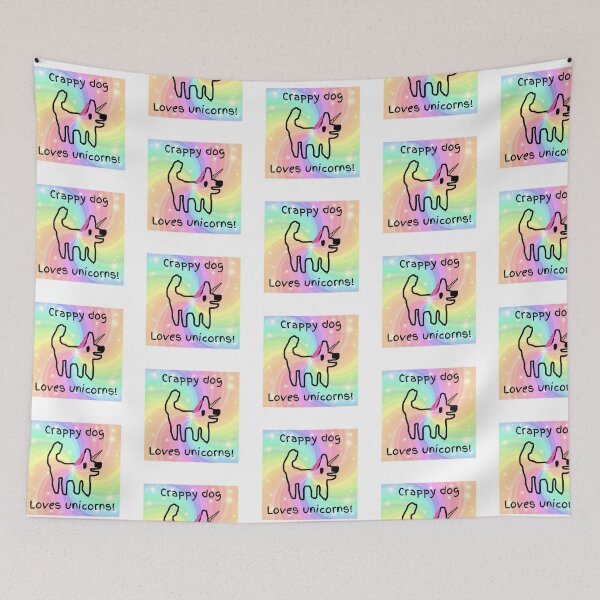 Item preview, Crappy dog loves unicorns! (and all fantasy creatures) designed and sold by TheRubberOnion.