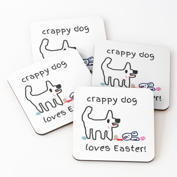 Item preview, Cute Crappy Dog Loves Easter and Easter bunnies! designed and sold by TheRubberOnion.