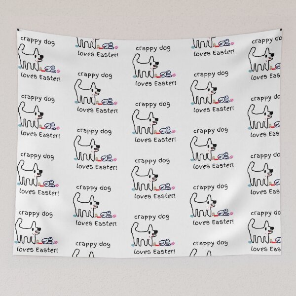 Item preview, Cute Crappy Dog Loves Easter and Easter bunnies! designed and sold by TheRubberOnion.