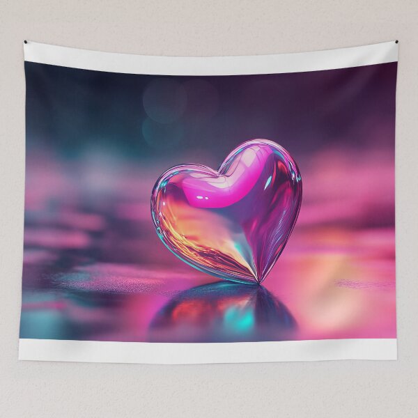 Item preview, Neon Holographic Love - Romantic Heart Design designed and sold by Emaga Digital Studio.