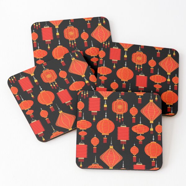 Item preview, Red and Gold Chinese Paper Lanterns Artwork designed and sold by Phat Dog Designs .