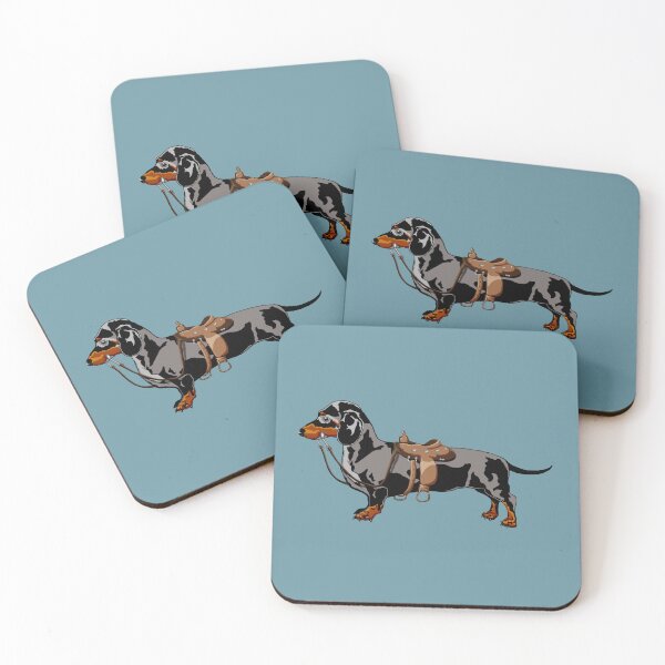 Item preview, Funny Dachshund Wearing Saddle - Cowboy Weiner Dog Art designed and sold by Phat Dog Designs .