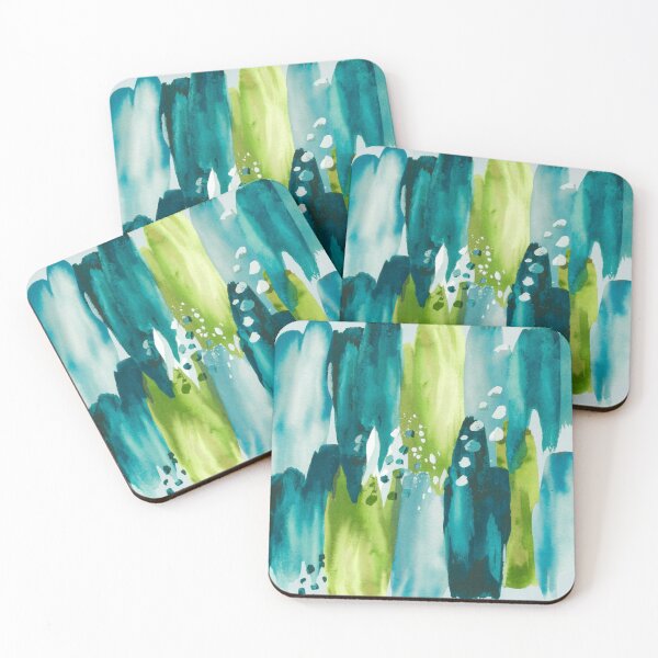 Item preview, Pincelada de acuarela costera contemporánea, verde azulado, azul y turquesa designed and sold by LEILA ART SPACE.