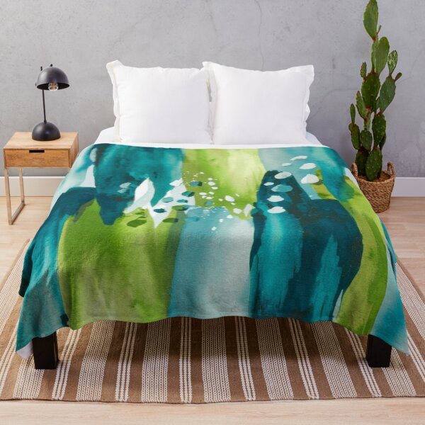 Item preview, Contemporary Coastal Watercolor Brushstroke Teal Green Blue Turquoise  designed and sold by LEILA ART SPACE.