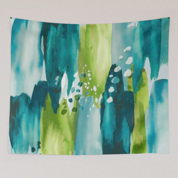 Item preview, Contemporary Coastal Watercolor Brushstroke Teal Green Blue Turquoise  designed and sold by LEILA ART SPACE.