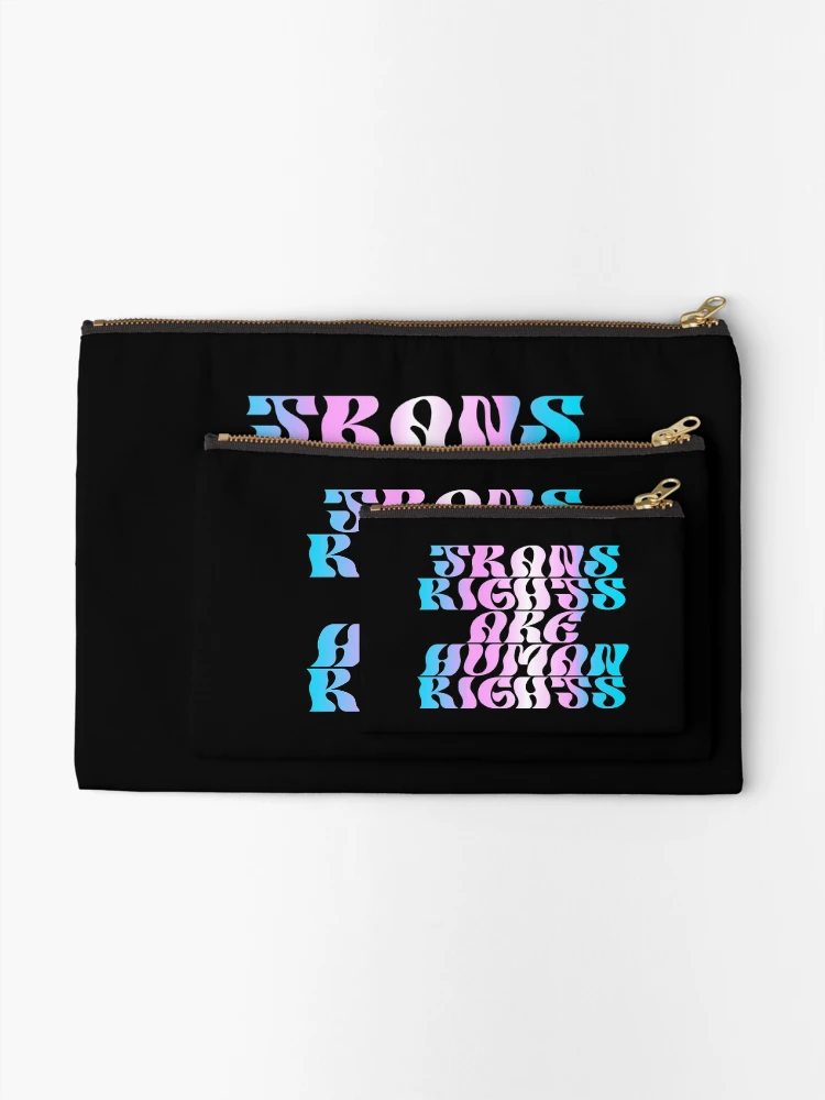 Thumbnail 2 of 4, Zipper Pouch, Trans Rights are Human Rights, Groovy designed and sold by KMGraphics99.