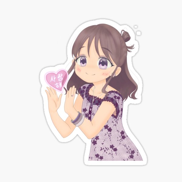 Artikel-Vorschau von Chibi-Mädchen sagt: „Ich liebe dich!“ (Saranghae), designt und verkauft von Peri-Sprinkles.