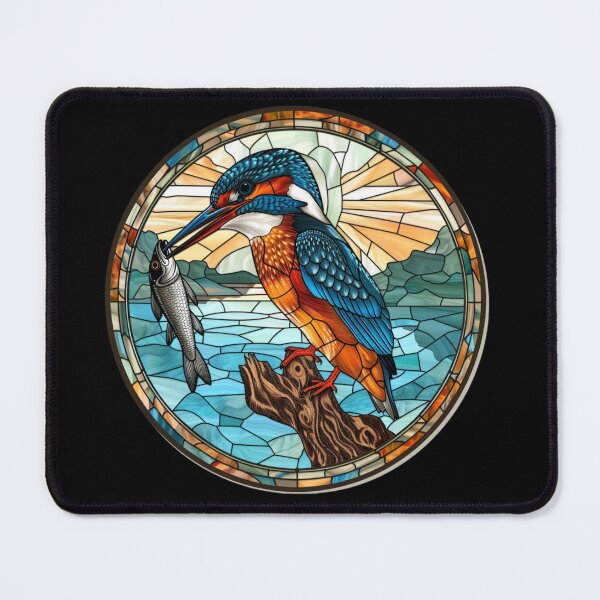 Item preview, Common Kingfisher Bird Stained Glass Illustration designed and sold by Dewdrop & Fern.