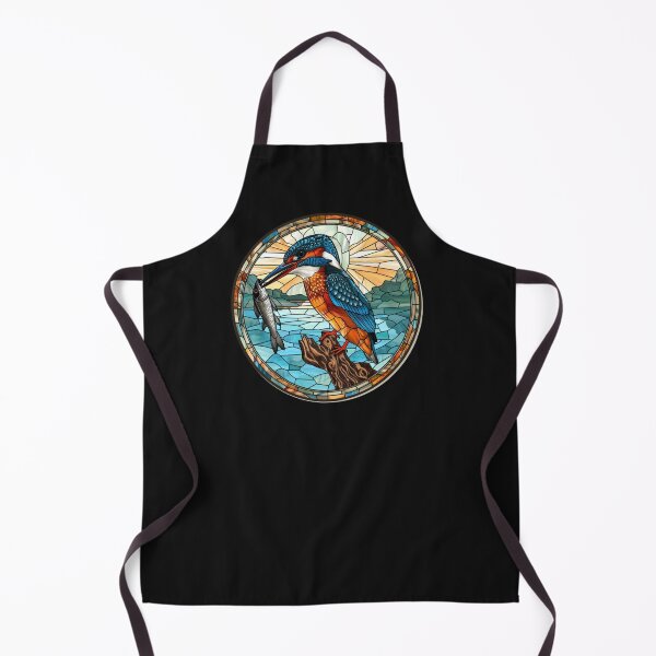 Item preview, Common Kingfisher Bird Stained Glass Illustration designed and sold by Dewdrop & Fern.