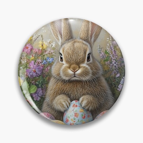 Item preview, Easter Bunny, Painted Eggs and Spring Flowers designed and sold by ACuriousshoppe.