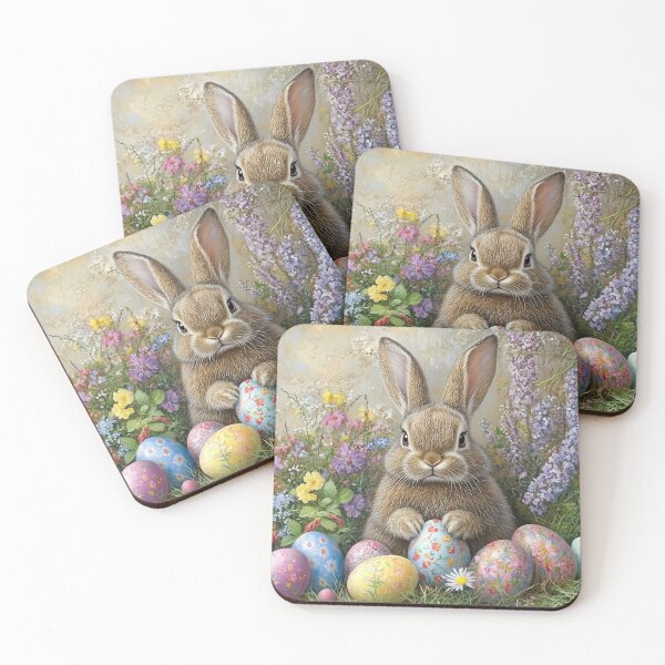 Item preview, Easter Bunny, Painted Eggs and Spring Flowers designed and sold by ACuriousshoppe.
