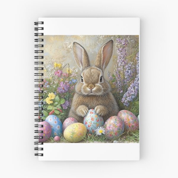 Item preview, Easter Bunny, Painted Eggs and Spring Flowers designed and sold by ACuriousshoppe.