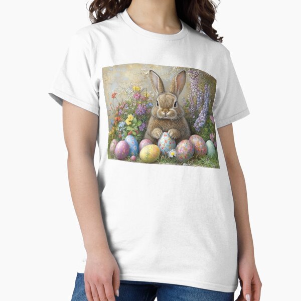 Item preview, Easter Bunny, Painted Eggs and Spring Flowers designed and sold by ACuriousshoppe.
