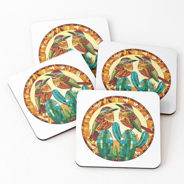 Item preview, Cactus Wren Birds Stained Glass Illustration  designed and sold by Dewdrop & Fern.