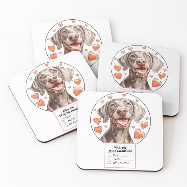 Item preview, Adorable Watercolor Weimaraner with  Circle and Hearts – Valentine’s Day Question designed and sold by M1234s.