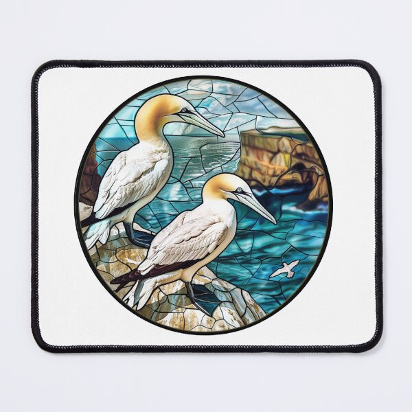 Item preview, Northern Gannets Birds Stained Glass Illustration  designed and sold by Dewdrop & Fern.