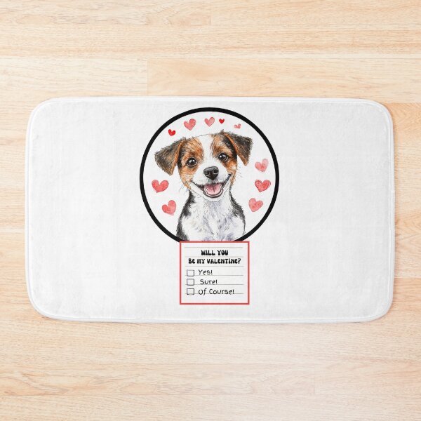 Item preview, Adorable Watercolor Jack Russel Terrier with  Circle and Hearts – Valentine’s Day Question designed and sold by M1234s.
