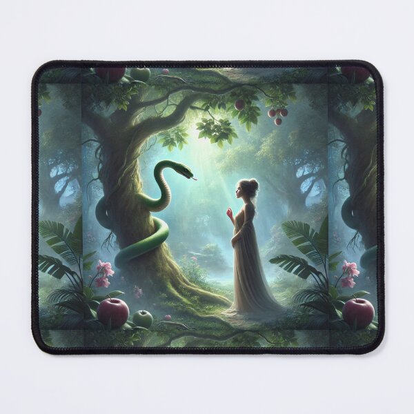 Item preview, "And the Woman Said Unto the Serpent, We May Eat of the Fruit of the Trees of the Garden" – Eve’s Response to Temptation Verse: Genesis 3:2–3 (KJV) designed and sold by Meta2Physical.